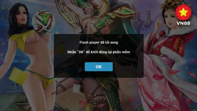 chọn ngon ngữ xong ứng dụng vn88 sẽ tự động khỏi động lại quý khách chỉ cần nhấn vào nút OK