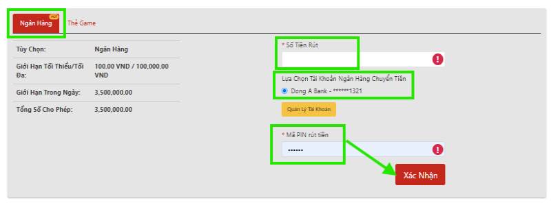 RÚT TIỀN VN88 VỀ TÀI KHOẢN NGÂN HÀNG